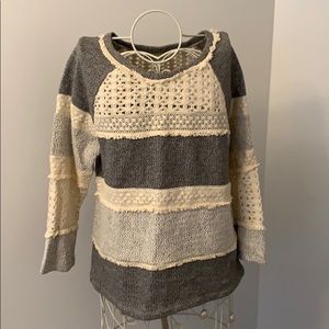 Crochet and fringe detail sweatshirt